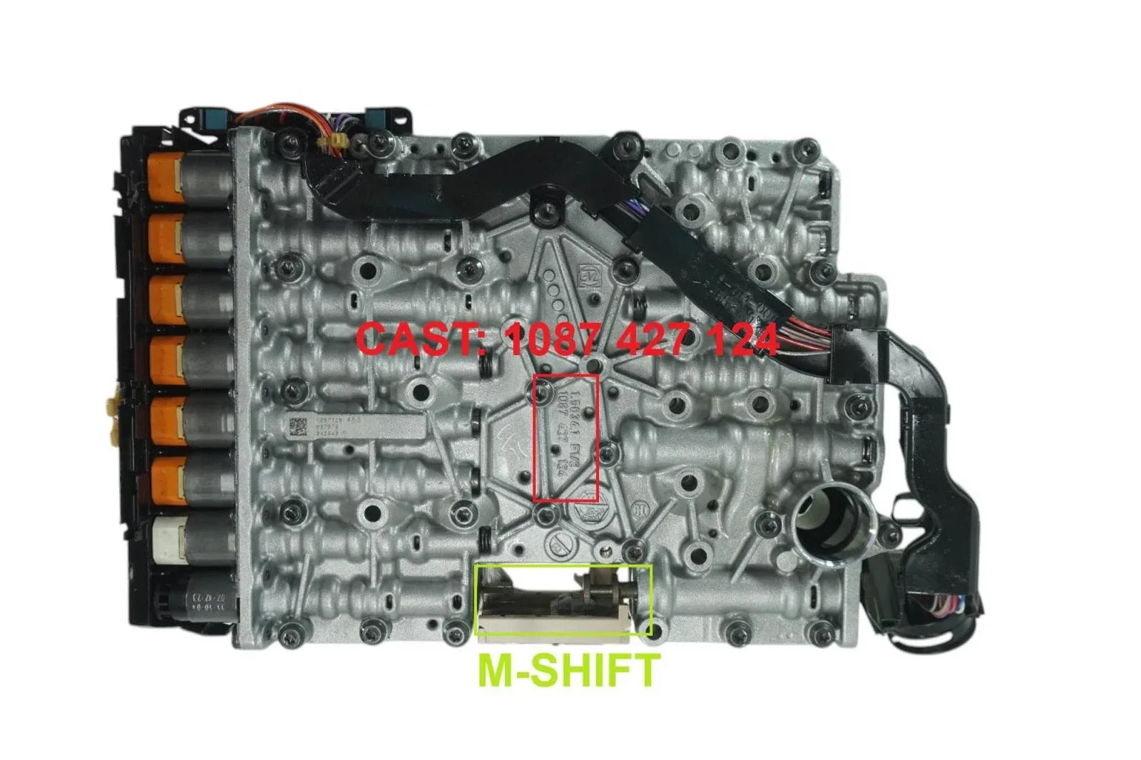 319740BC - ZF8HP55, VALVE BODY, M-SHIFT, 1 BLACK-1 WHITE-6 ORANGE SOLENOID A054 image 3