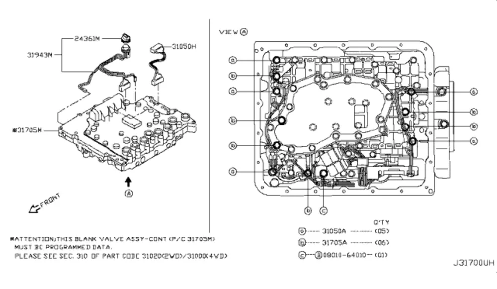 2005-2009 Nissan Frontier Transmission Valve Body Assembly 31705-3DX8D