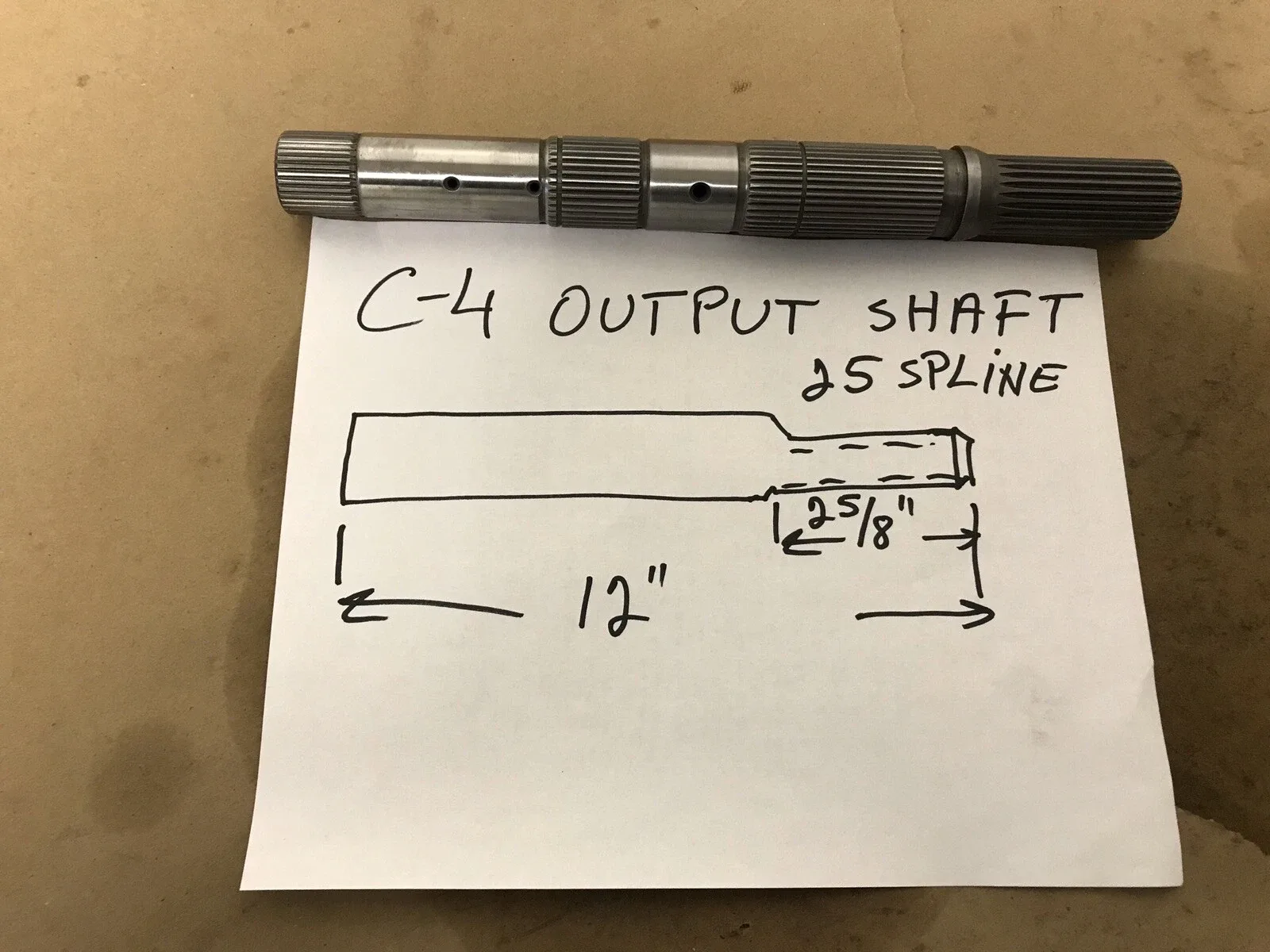 Ford C4/C5 Transmission Output Shaft 25 Spline 12" Total Length image 3