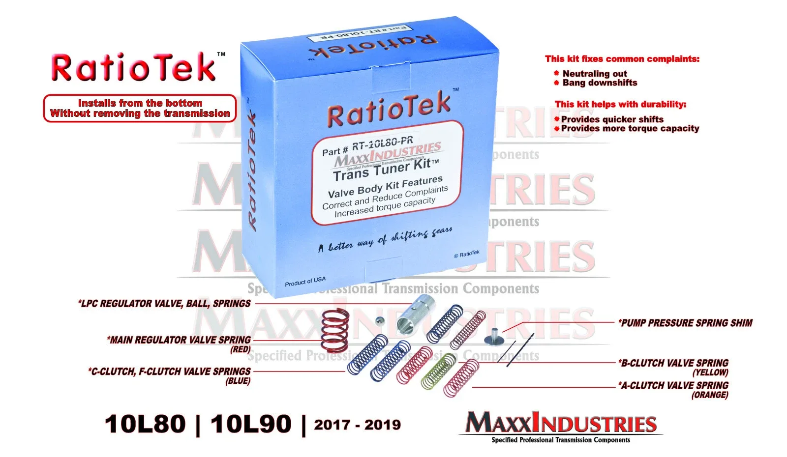 10L80 10L90 Transmission Valve Body Shift Improver Kit RatioTek RT-10L80-PR image 3