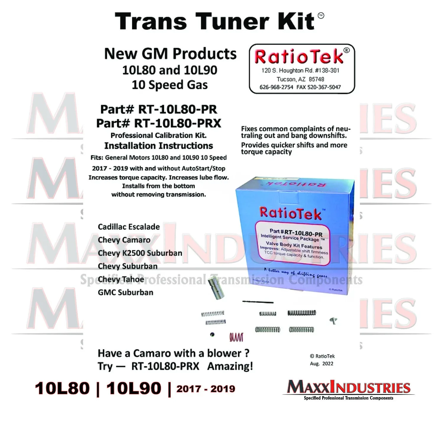 10L80 10L90 Transmission Valve Body Shift Improver Kit RatioTek RT-10L80-PR image 4