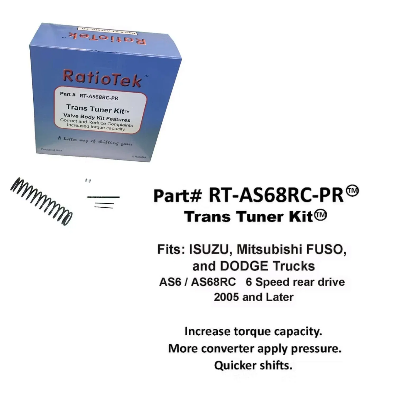 2007-2012 AS68RC Valve Body Kit RT-AS68RC-PR RatioTek Trans Tuner image 2