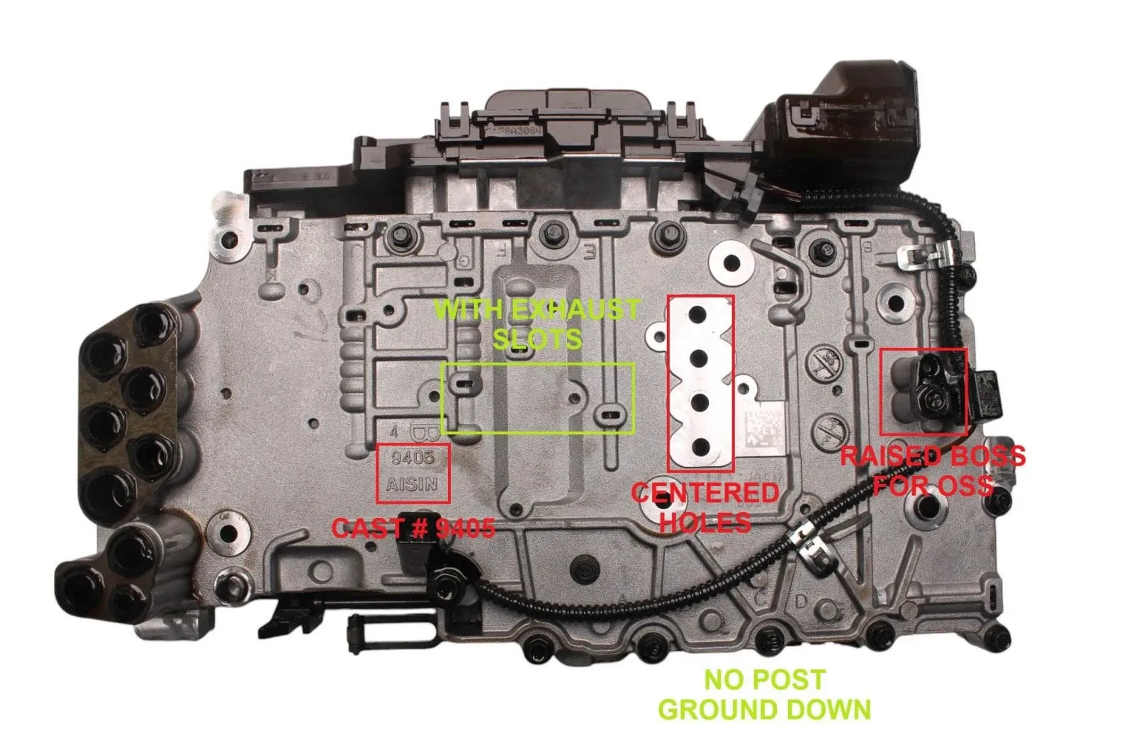 45740BB - 6L45 6L50, VALVE BODY & TEHCM, NO POST, WITH EXHAUST SLOTS, 2007-2010 image 2