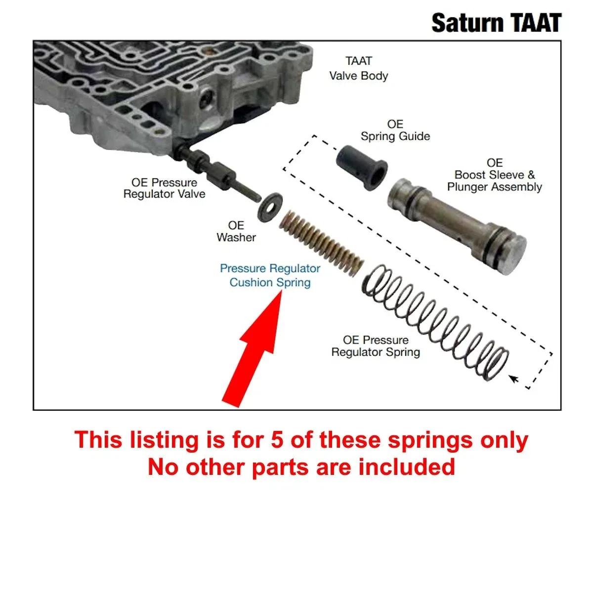 Saturn TAAT Sonnax 95200-01 Pressure Regulator Cushion Spring S10741P-3 (5 Pack) image 3