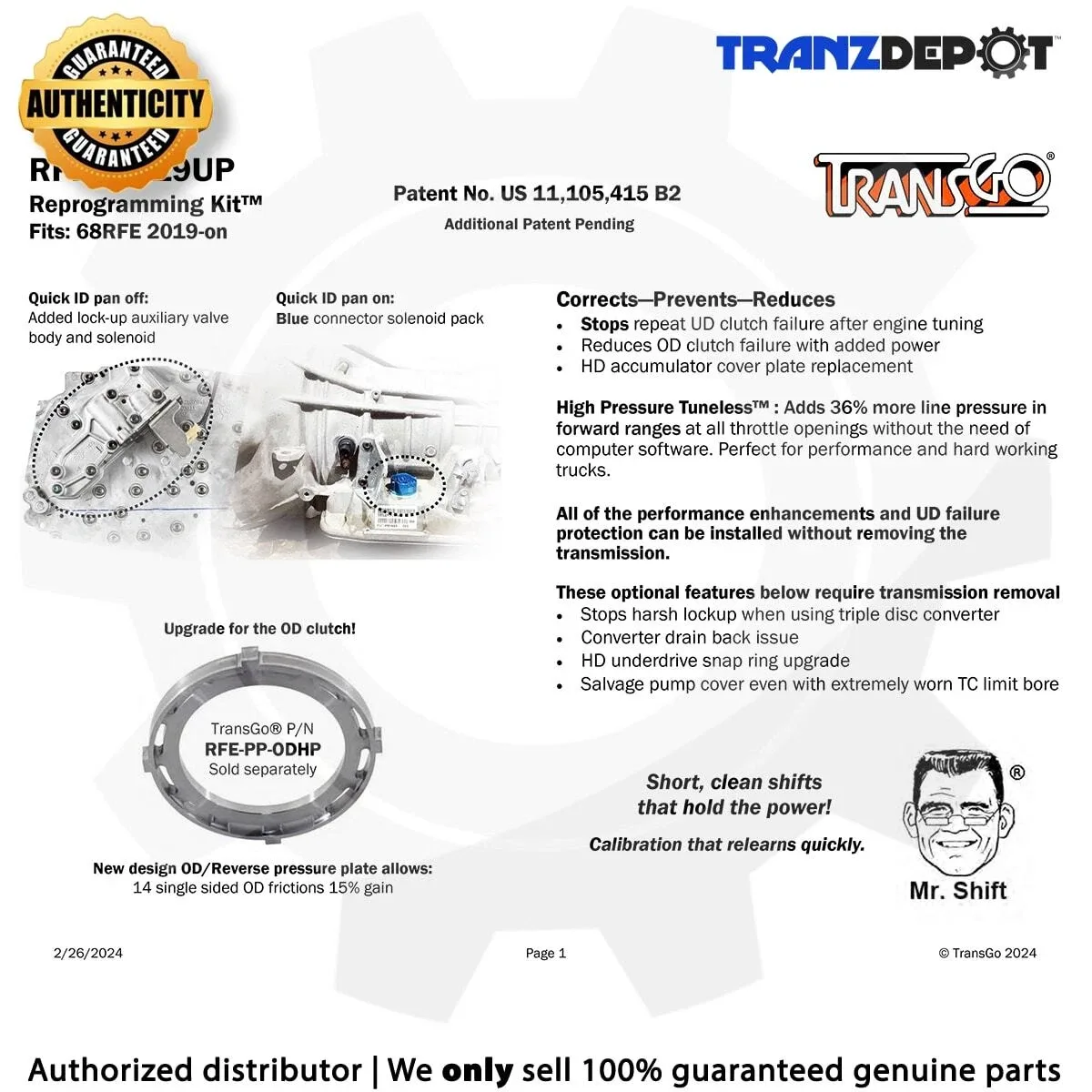 2019-Up Dodge Ram 68RFE TransGo Tuneless Reprogramming Kit (#RFE-HP-19UP) image 3