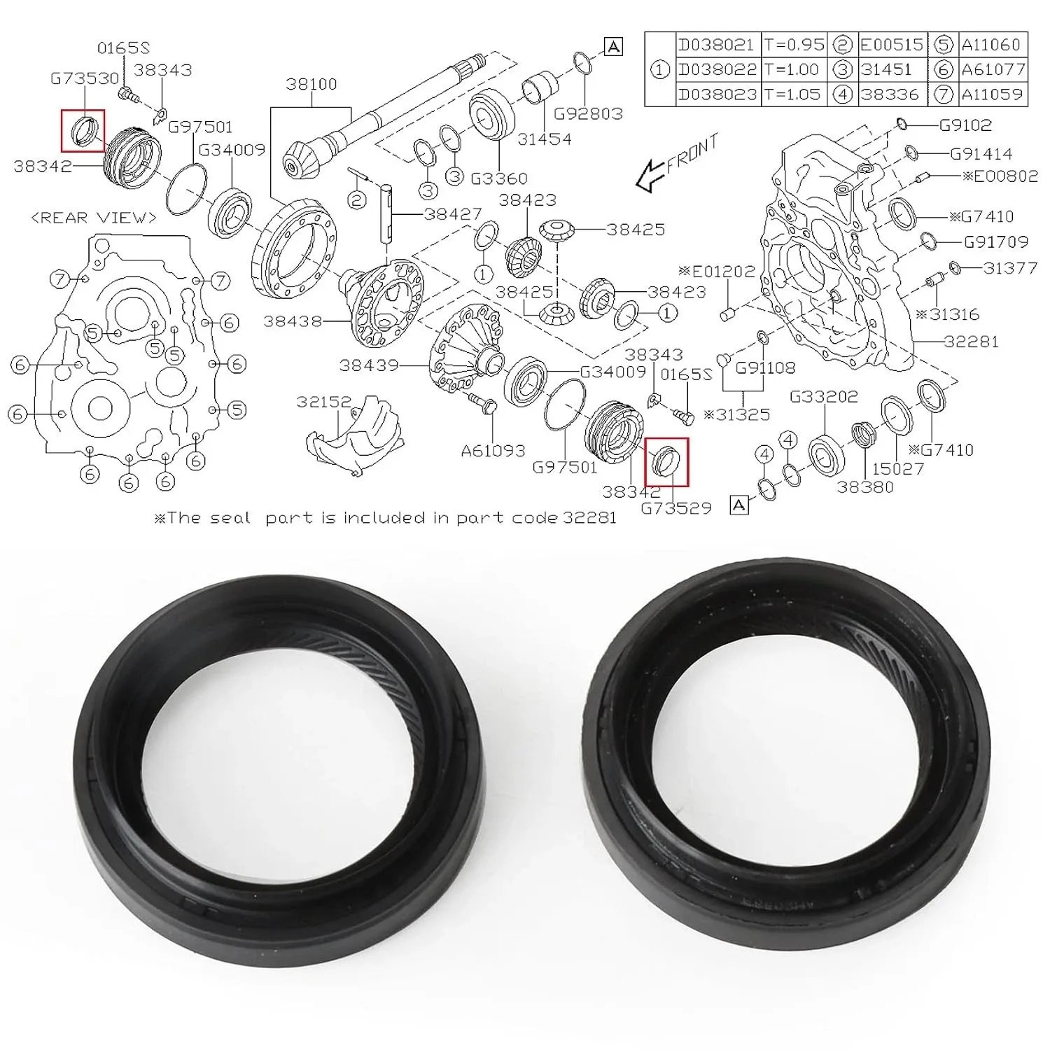 Subaru Forester Output Shaft Seal — Vyqloren 806735300 / 806735290 image 4