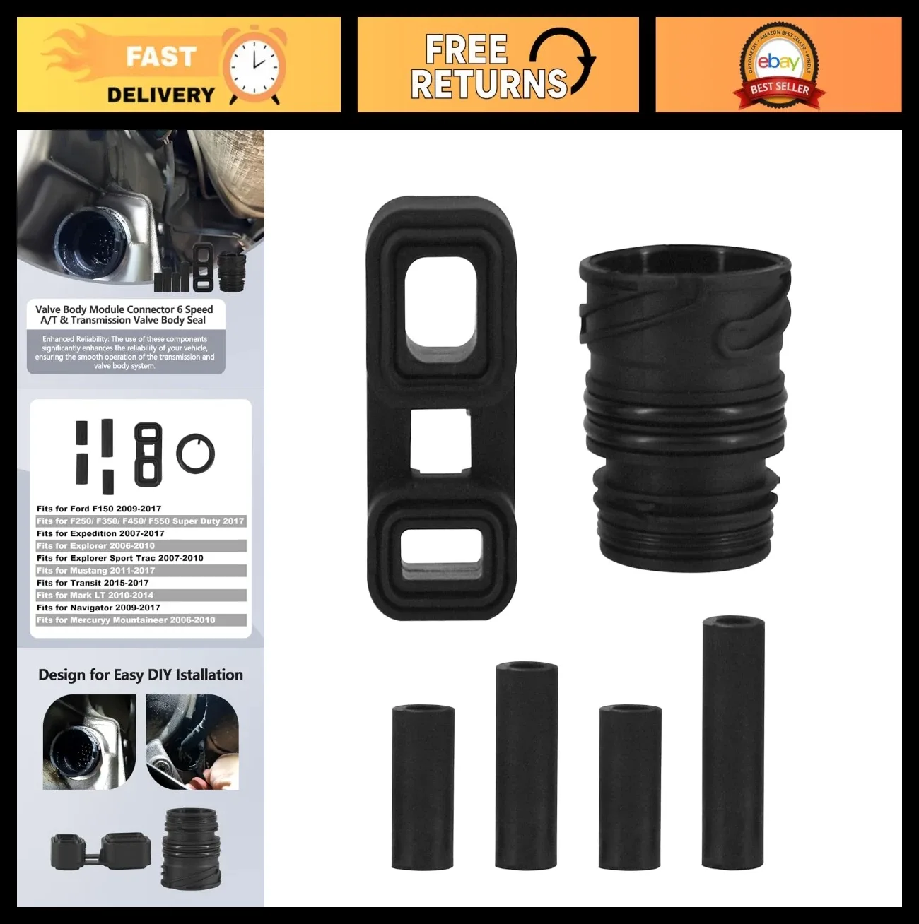 6-Speed A/T Valve Body Connector & Seal QUEATX-075 for Ford Trucks & SUVs
