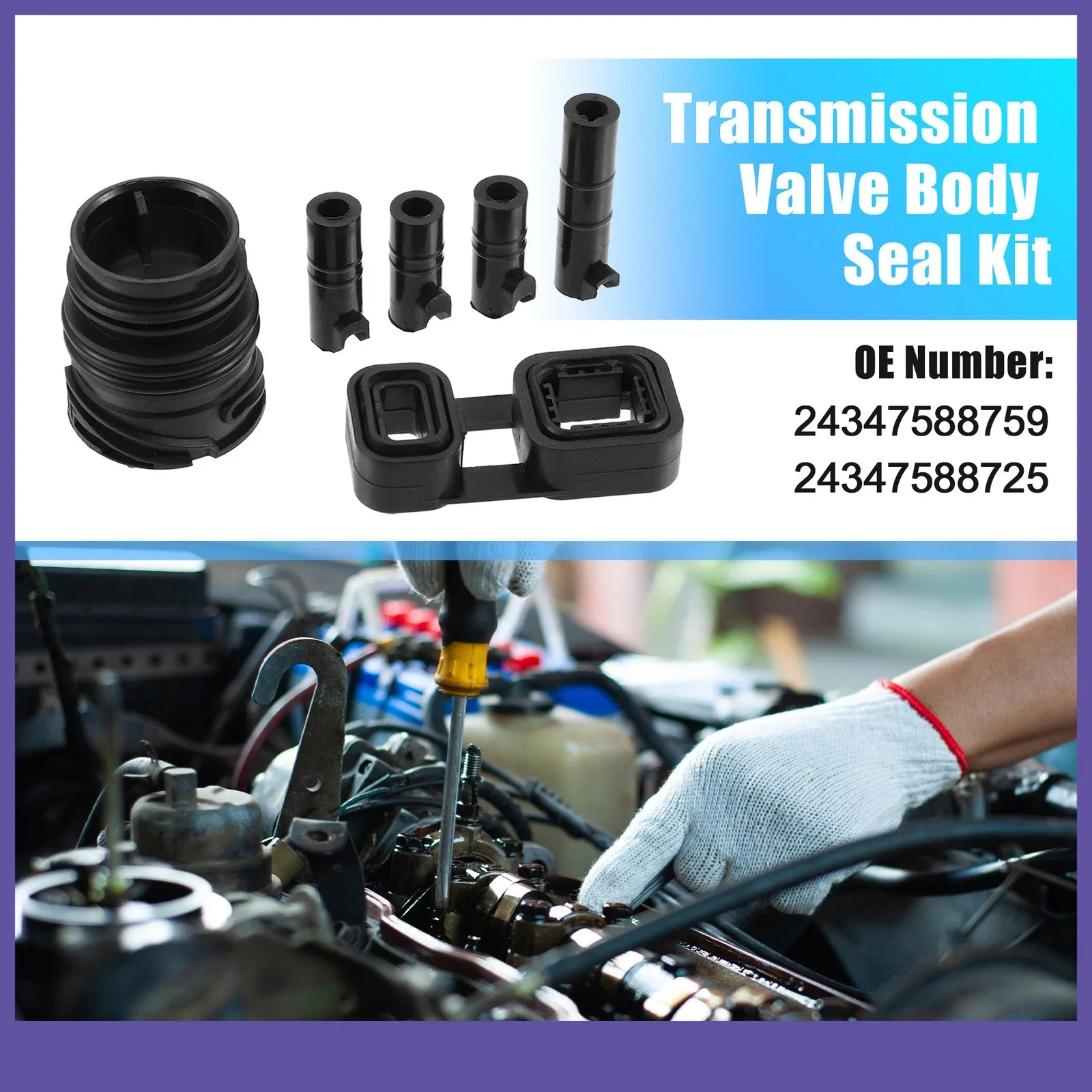 Transmission Valve Seals 1 Set Custom for BMW 325i 330i 525i 24347588759 Black image 2