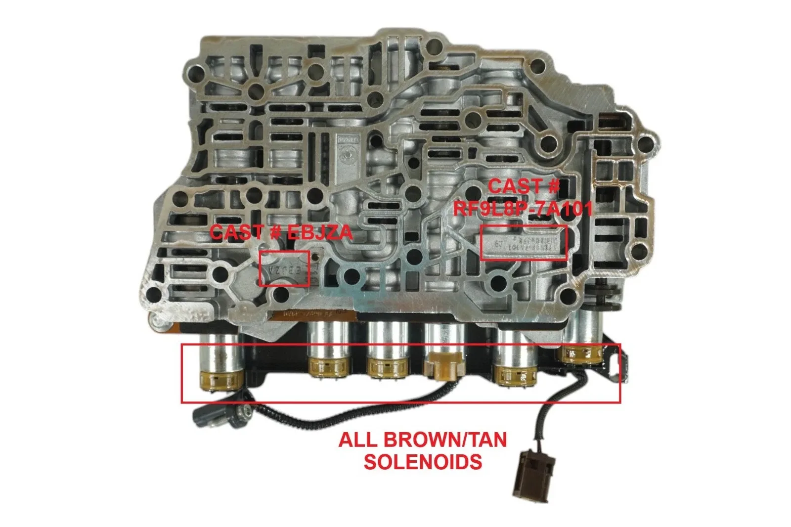 46740BB - 6F35, VALVE BODY & TEHCM, GEN 1, 7 SOL, CAST: EBJZA/RF9L8P-7A101 image 2