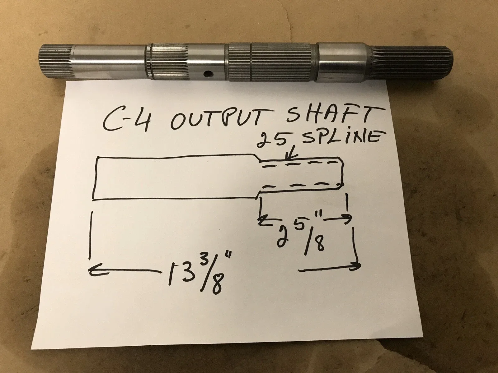 Ford C4/C5 Transmission Output Shaft — 13-3/8" Total, 25 Spline image 3
