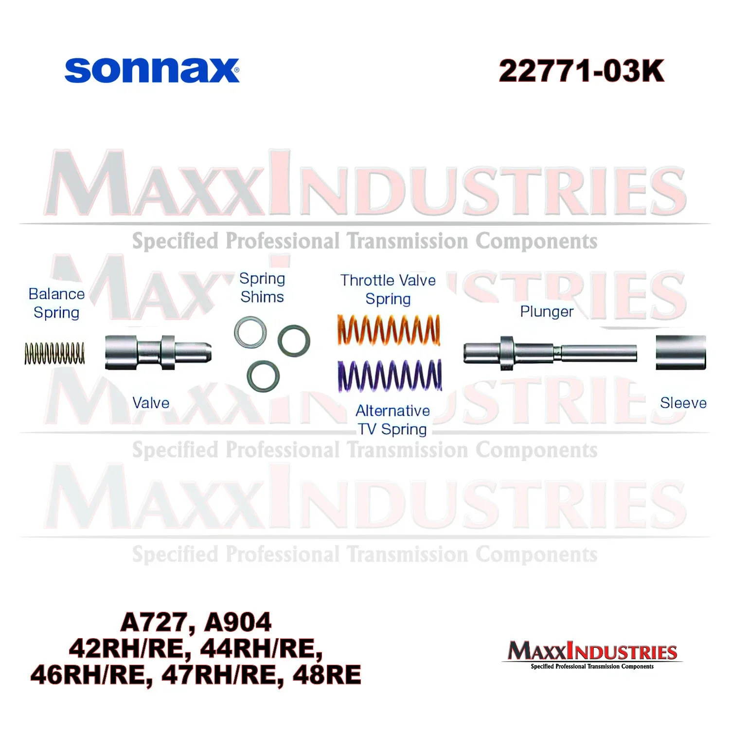 Sonnax 22771-03K Throttle Valve Kit for 48RE / A500 / A518 / A618 (2003-2018) image 3