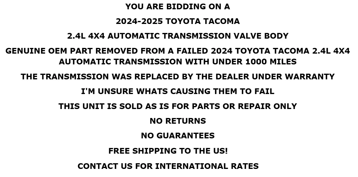 *FOR REPAIR* 2024 2025 Toyota Tacoma 8 Speed Automatic Transmission Valve Body image 2