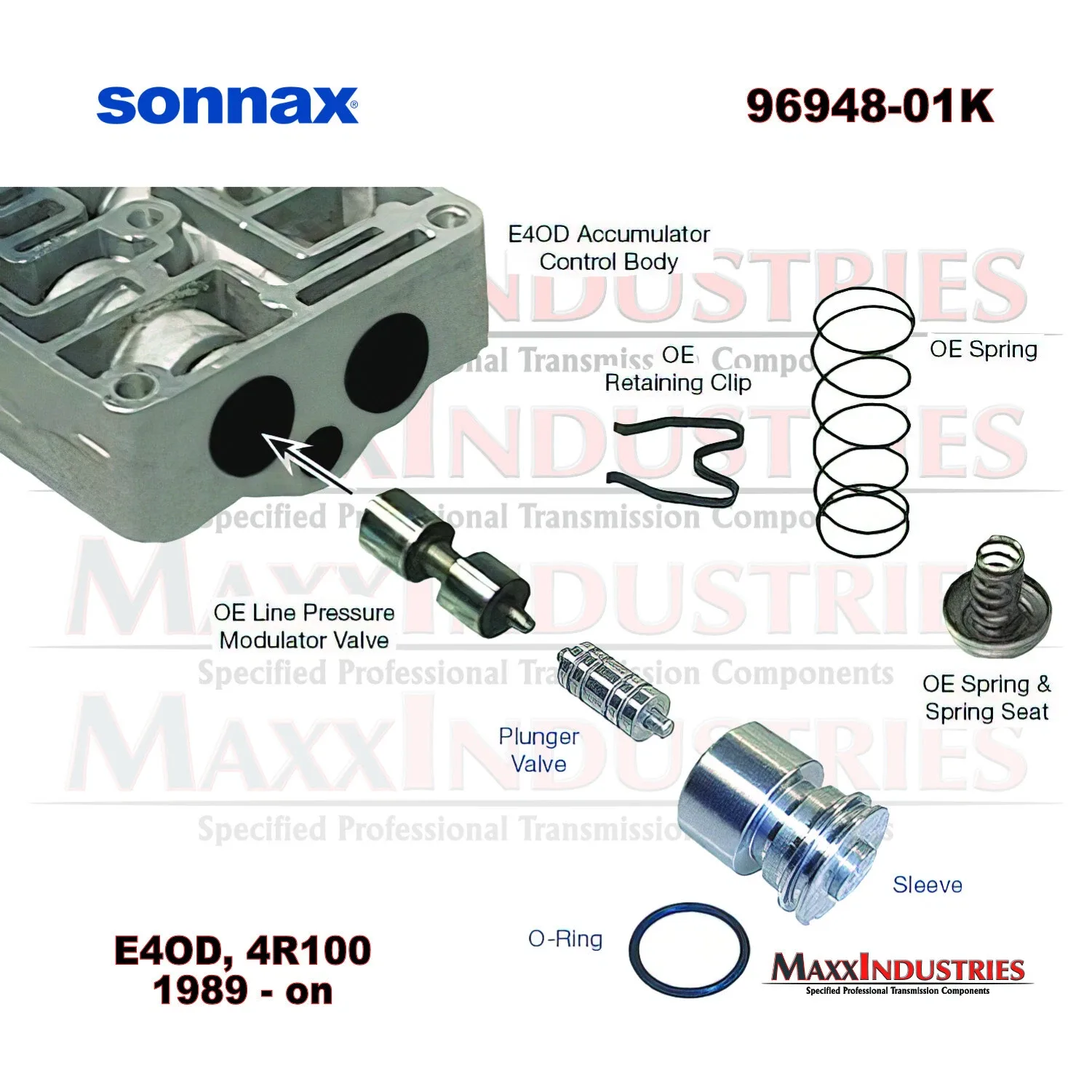 Sonnax 96948-01K Line Pressure Modulator Plunger & Sleeve for 4R100 / 4F50N / E4OD (.427") image 3