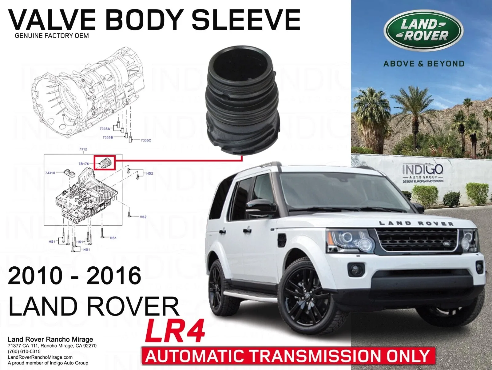 2010-2016 LR4 GENUINE LAND ROVER A/T VALVE BODY SLEEVE RANGE ROVER TZV500010-LR4