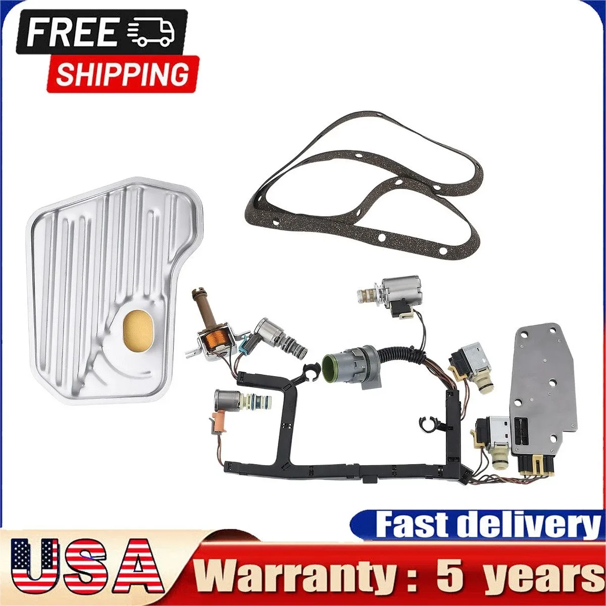 9PCS 4L60E 4L65E Transmission Solenoid Shift Transmission Solenoid Kit W/Harness