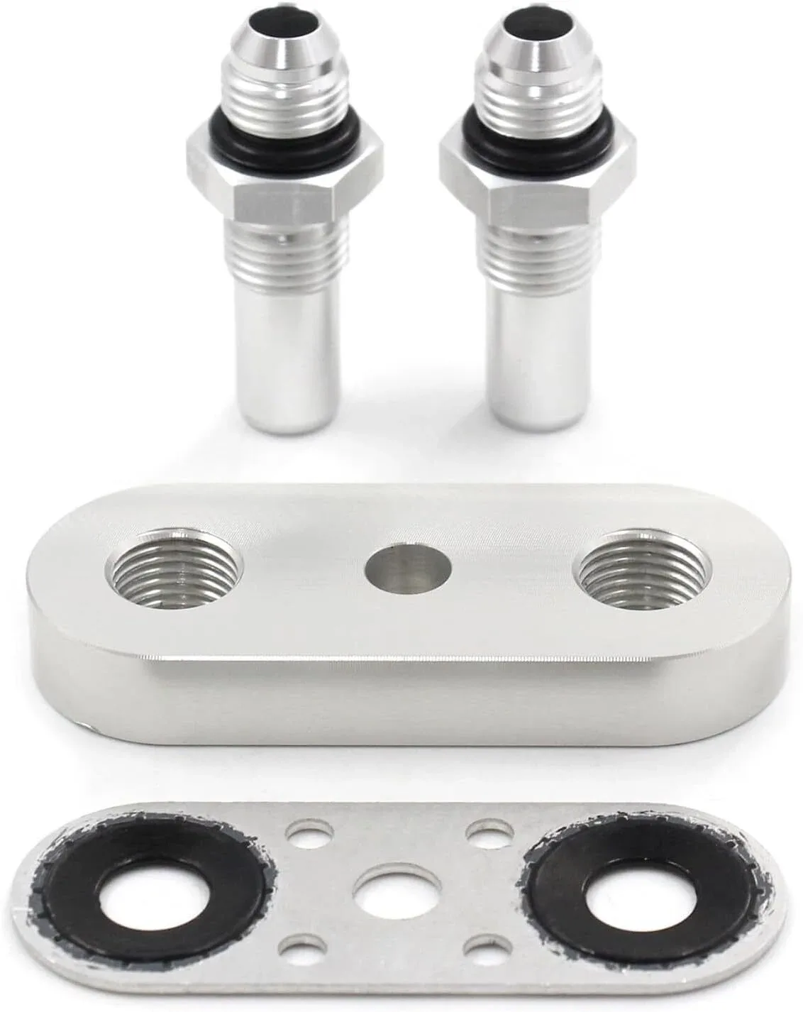 6L80E / 6L90E / 8L90E Transmission Cooler Line Adapter Plate with 6AN Fittings image 2