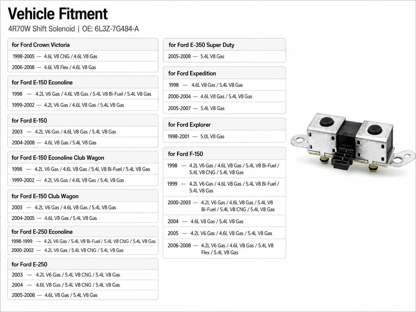 4R70W Transmission Shift Control Solenoid 6L3Z-7G484-A for Ford E-150 2005-2008 image 4
