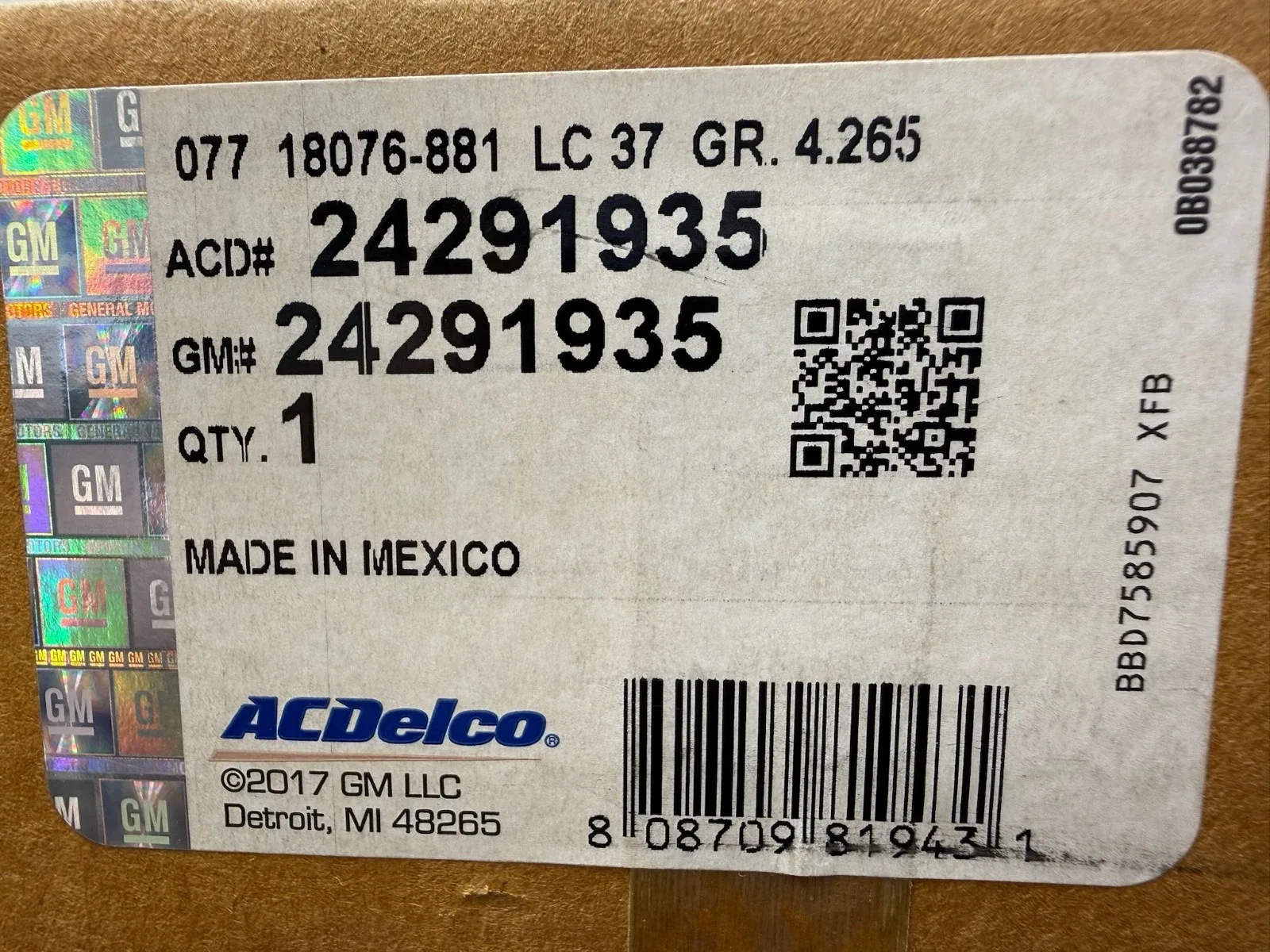 Genuine OEM GM 24291935 Automatic Transmission Control Valve Body