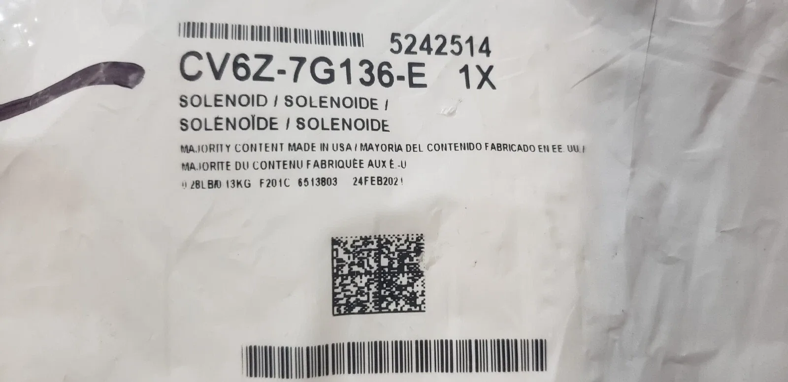 2012-2021 Ford 6F Automatic Transmission Electronic Pressure Control Solenoid CV6Z-7G136-E