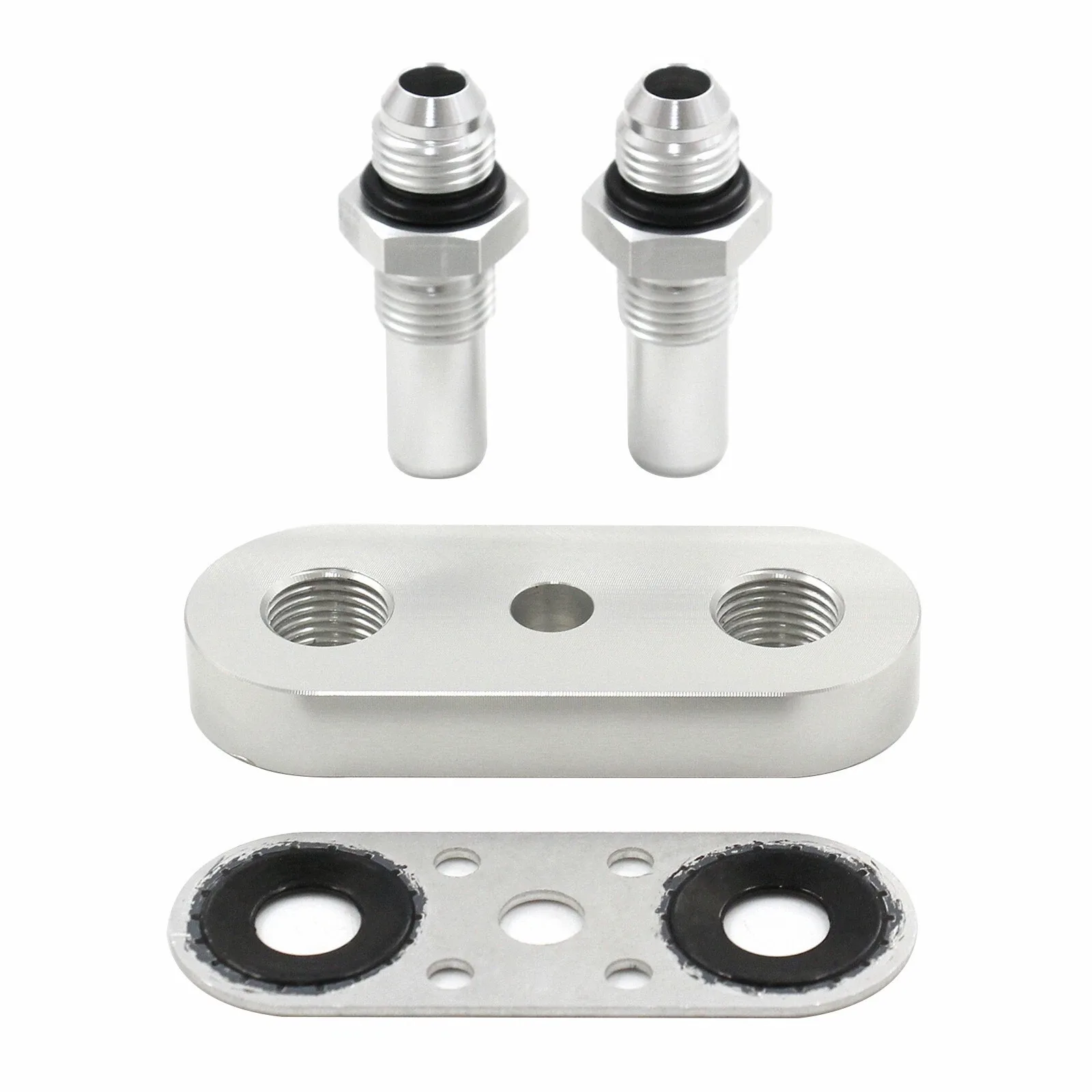Transmission Cooler Line Adapter Plate w/ 6AN Fittings Seal 6L80E 6L90E 8L90E US image 2