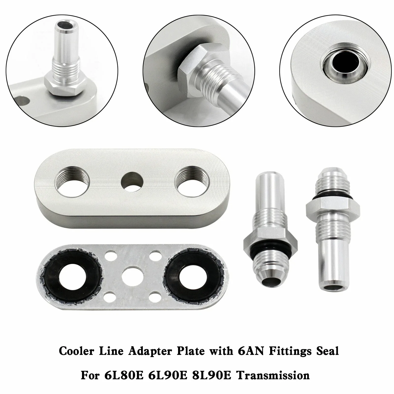Transmission Cooler Line Adapter Plate w/ 6AN Fittings Seal 6L80E 6L90E 8L90E US image 3