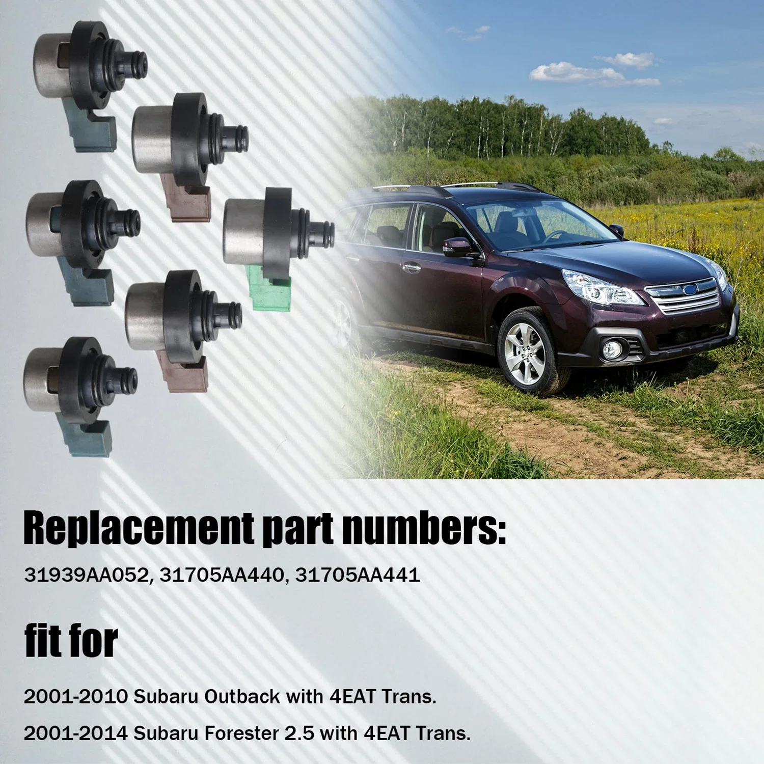 Subaru Forester / Outback 2.5L 4EAT Transmission Solenoid Kit MPN 31939AA052 image 2