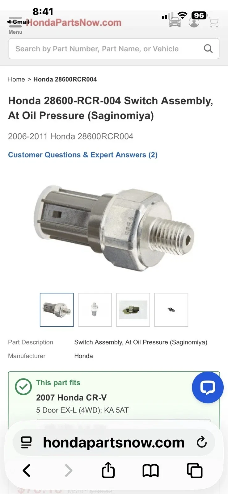 2006-2011 Honda Automatic Transmission 2nd Clutch Pressure Switch, New image 3