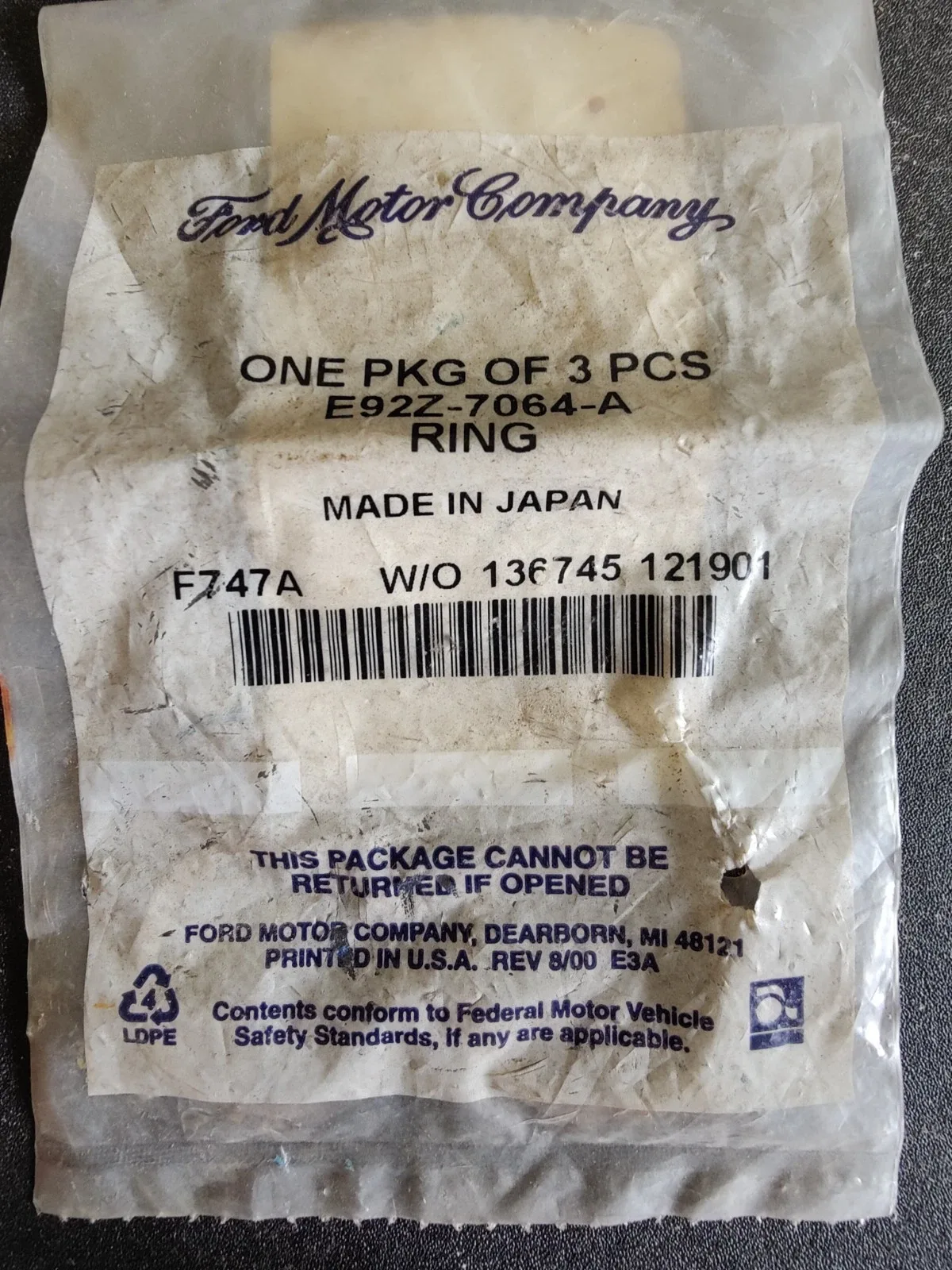NOS OEM 1989-2012 Ford Escape Transmission Output Shaft Snap Ring 2X E92Z-7064-A image 2