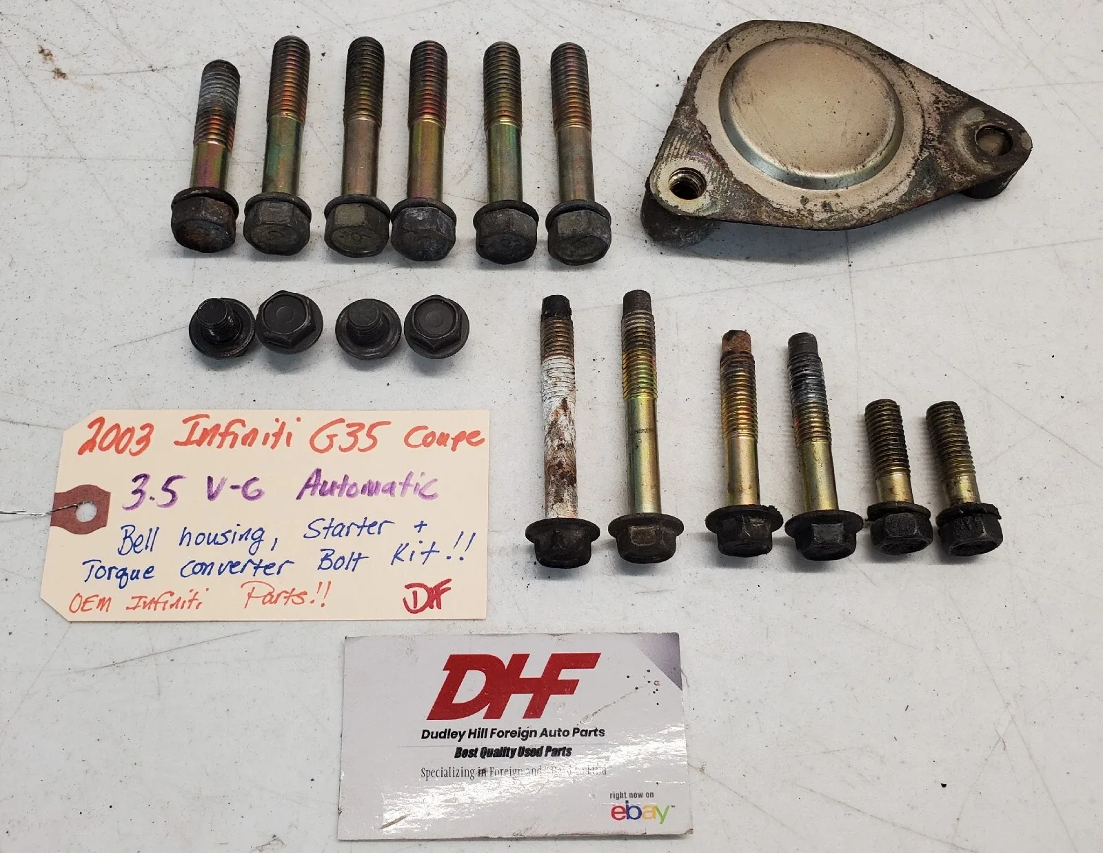 03 Infiniti G35 Coupe Automatic Bell Housing, Starter and Torque Converter Bolts