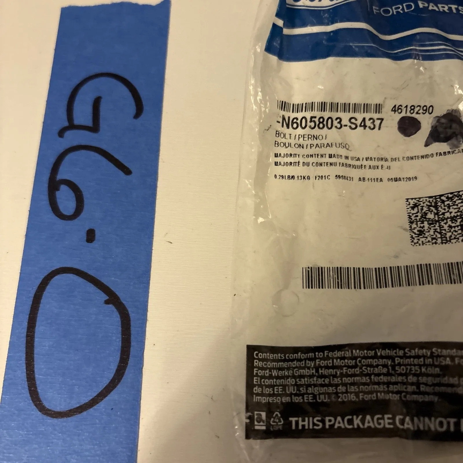 Ford OEM N605803S437 Transmission Housing Bolt M10x1.5x40 Factory Genuine