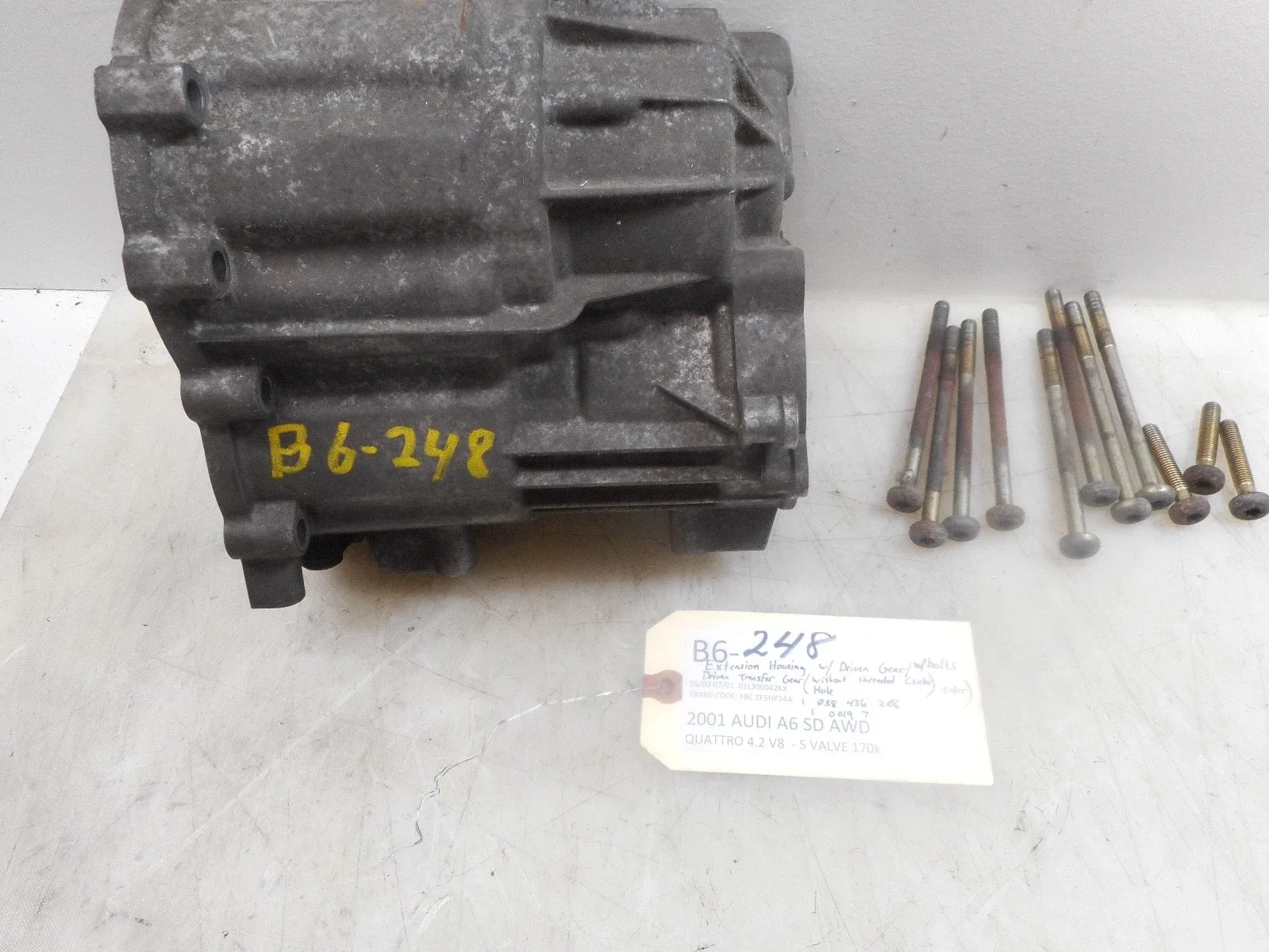 2001 AUDI A6 QUATTRO AWD EXTENSION HOUSING W/ DRIVEN GEAR W/BOLTS; DRIVEN TRANSF image 2