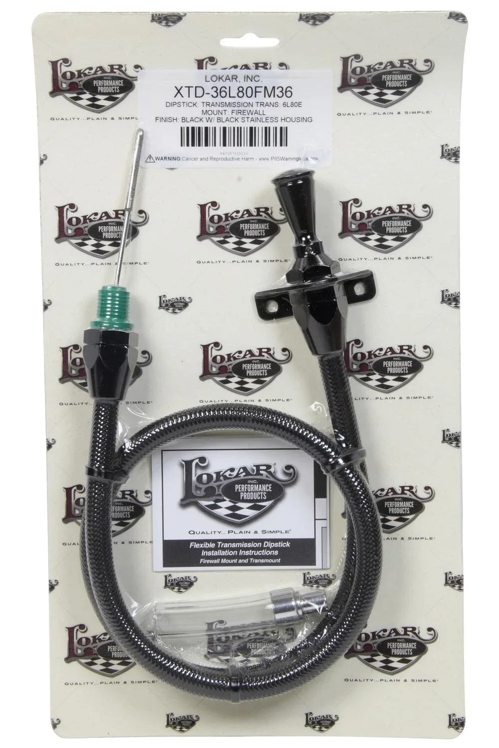 LOKAR #XTD-36L80FM36 DIPSTICK TRANS 6L80 FIRE WALL MOUNT BLACK SS HOUSING