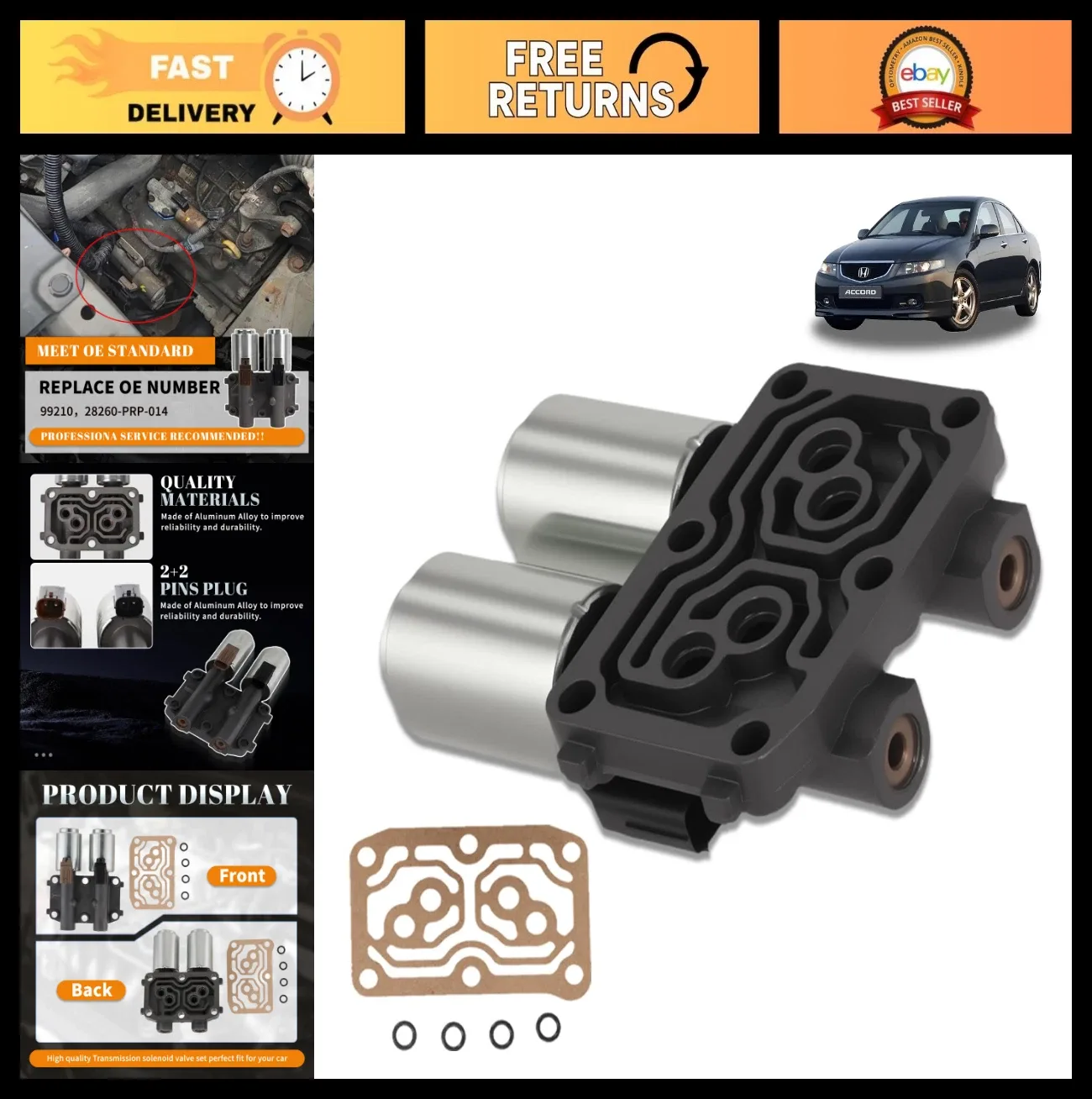 Dual Linear Shift Solenoid for Acura RSX/TSX, Honda CR-V/Accord/Element 2.4L OE#