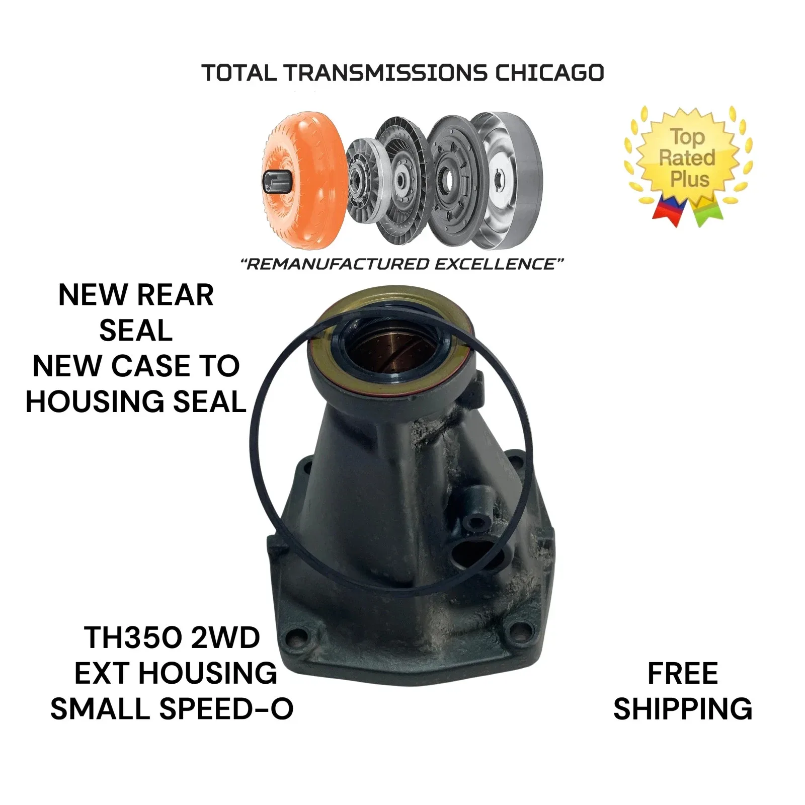 TH350 350C 2WD TAIL HOUSING 6" EXTENSION HOUSING 7/8" SPEEDO HOLE REBUILT