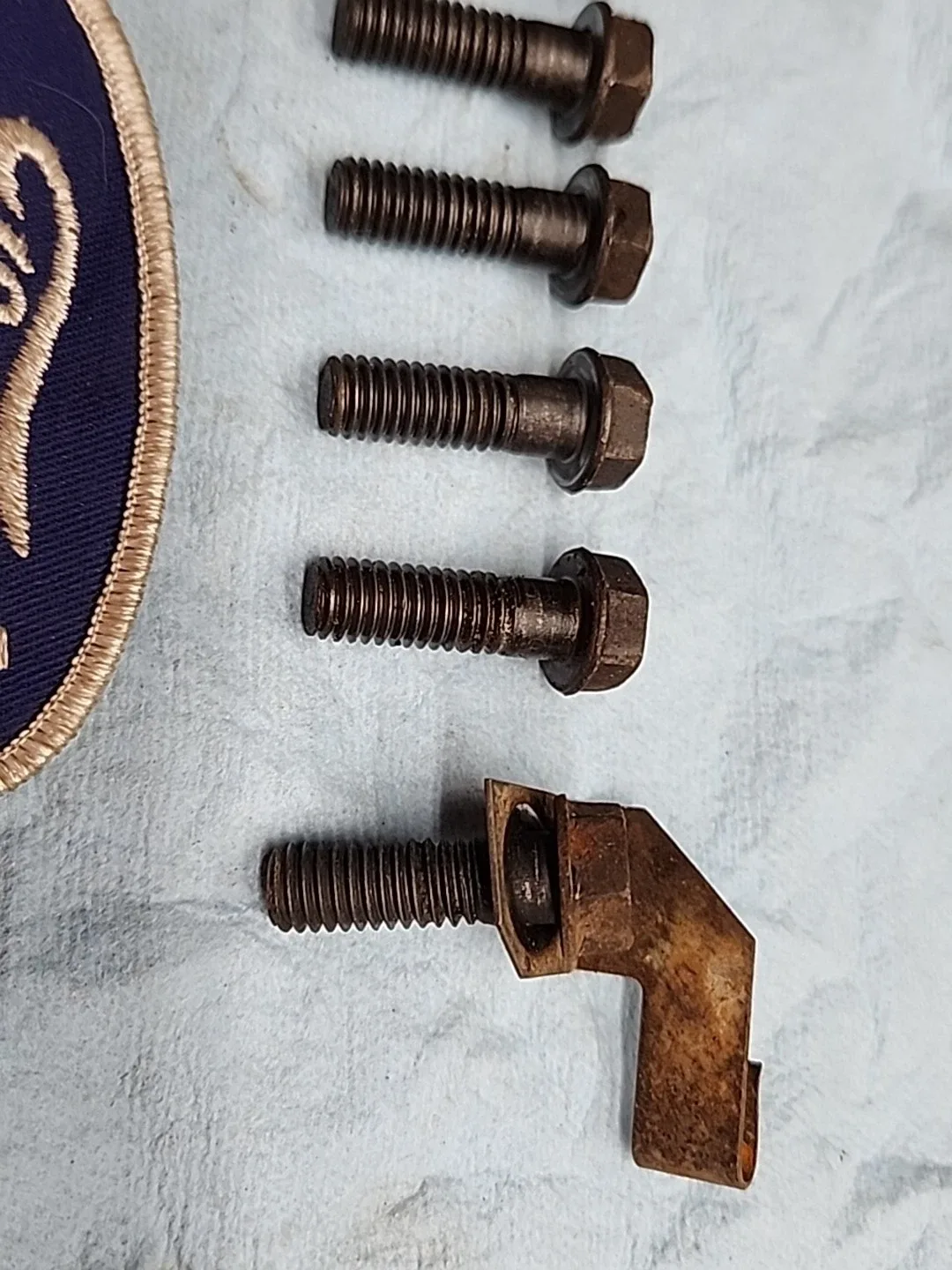 1965 Ford C4 Transmission  Tail Housing Mounting Bolts / Line Clip Oem Used image 3