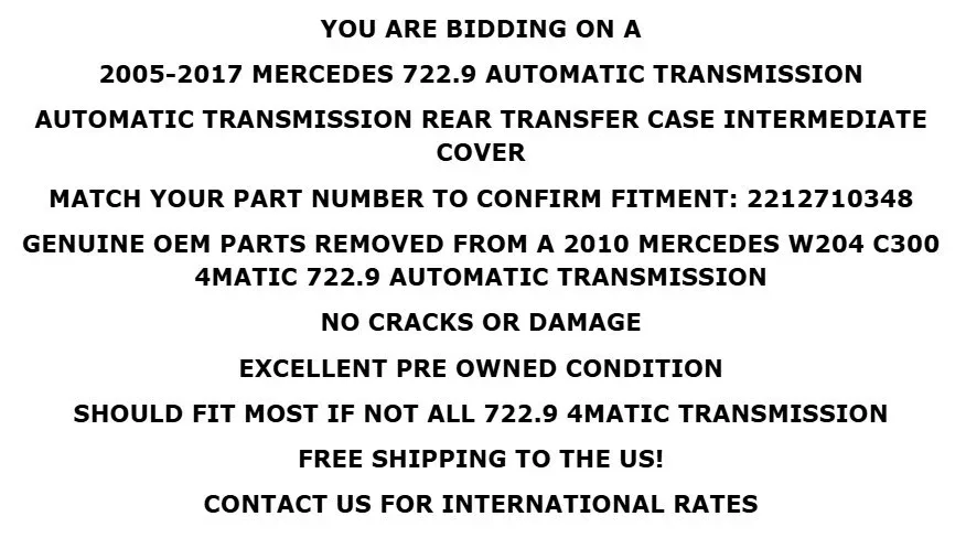 2005-2017 Mercedes 722.9 4Matic 722.9 Transmission Intermediate Housing Cover image 2
