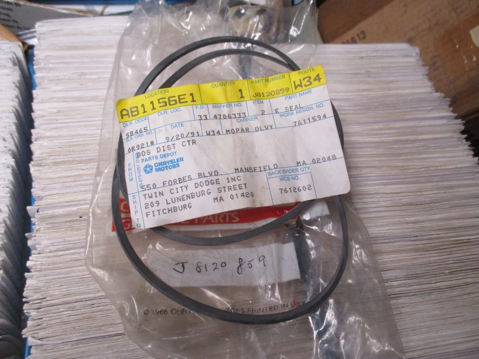 seal for auto.trans.font pump housing,new,N.O.S.Dodge trucks 99-2009 J8120859