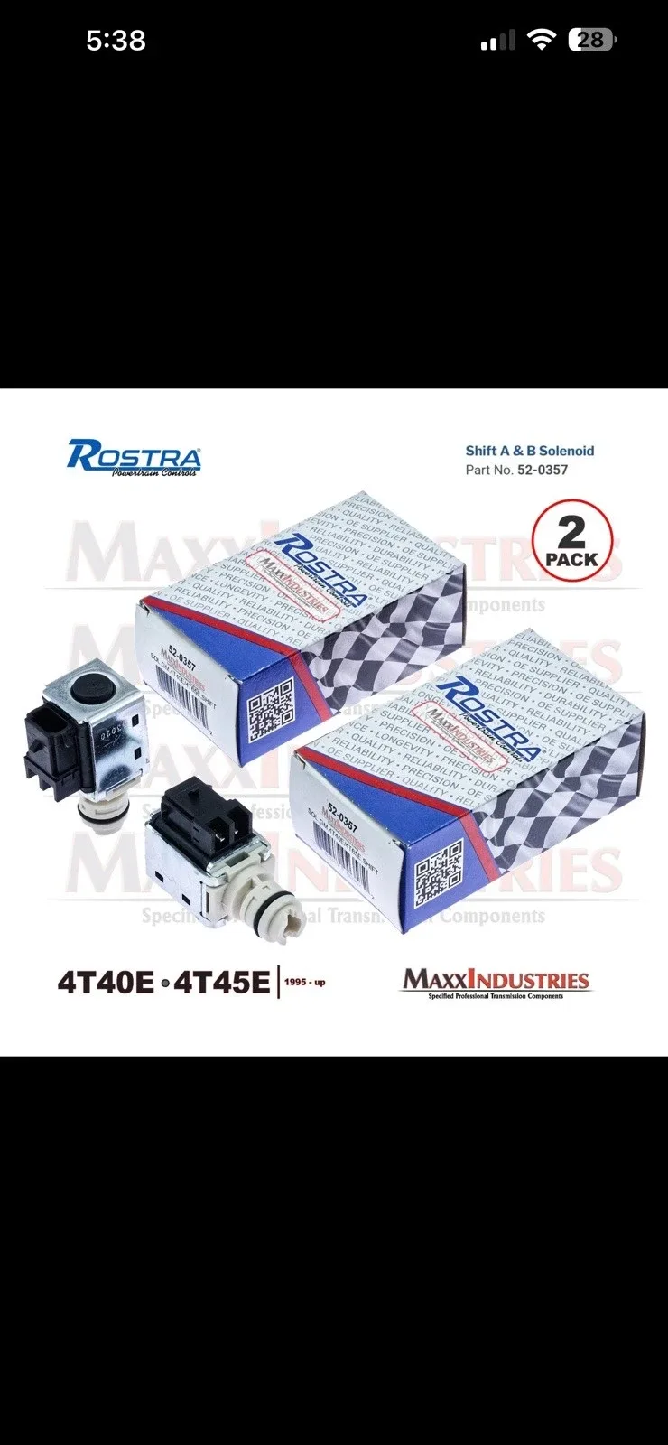 4T40E 4T45E 4T65E Transmission Shift Solenoid Set Rostra 52-0357 (OE 24207236) image 2