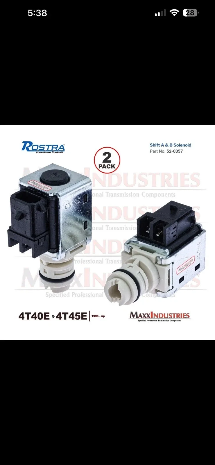 4T40E 4T45E 4T65E Transmission Shift Solenoid Set Rostra 52-0357 (OE 24207236) image 3