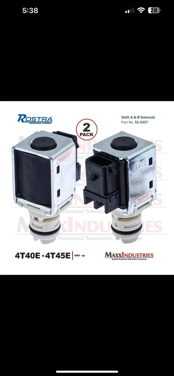4T40E 4T45E 4T65E Transmission Shift Solenoid Set Rostra 52-0357 (OE 24207236) image 4