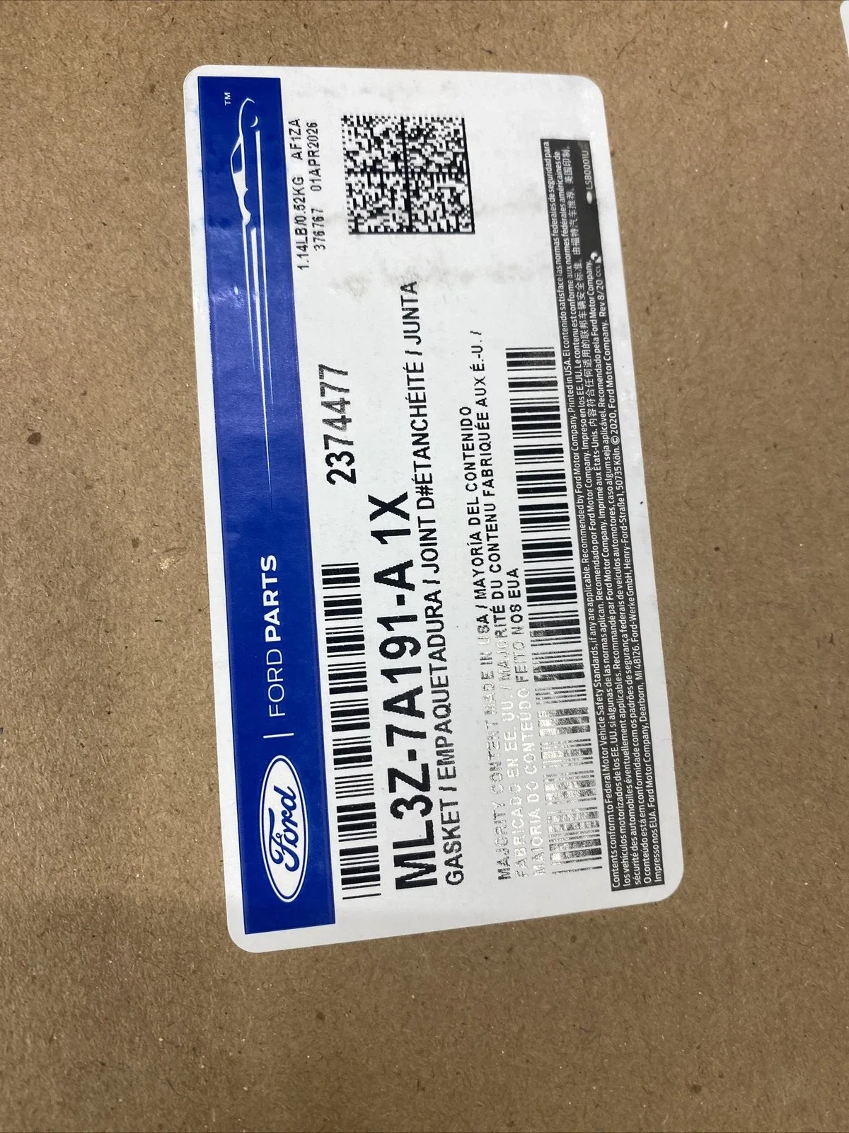 ML3Z7A191A FORD NIB OEM TRANSMISSION GASKET.