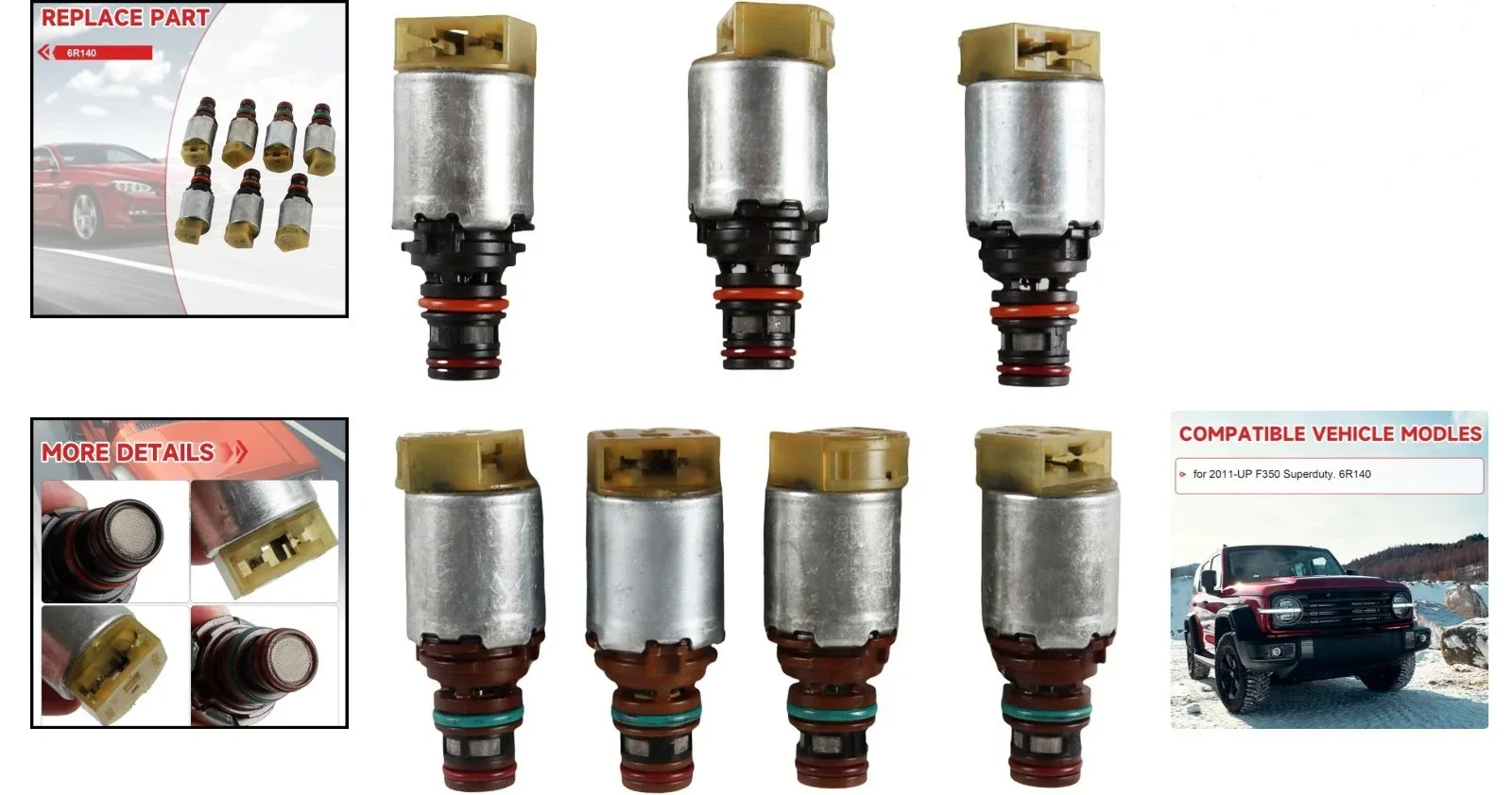 2011-UP Ford F350 Superduty 6R140 Shift Solenoid Kit — 7Pc (Transmission Solenoids for F350) image 2