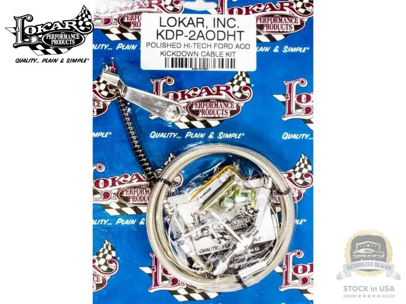LOKAR Polished Hi-Tech AOD Kickdown Cable - Adjustable Stainless Braided Housing