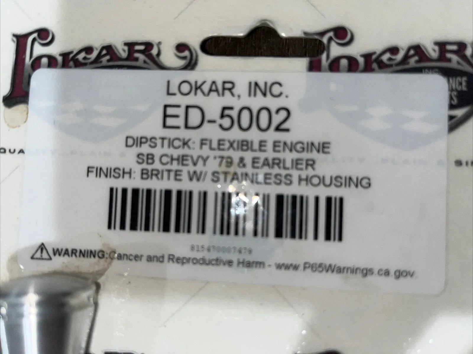 LOKAR FLEXIBLE ENGINE DIPSTICK SBC '79 & EARLIER BRITE STAINLESS HOUSING#ED-5002 image 3