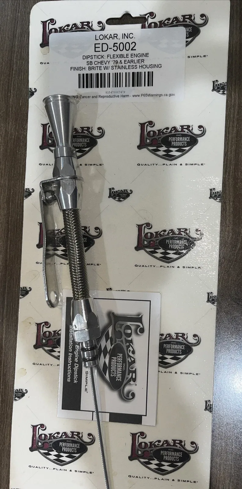 LOKAR FLEXIBLE ENGINE DIPSTICK SBC '79 & EARLIER BRITE STAINLESS HOUSING#ED-5002 image 4
