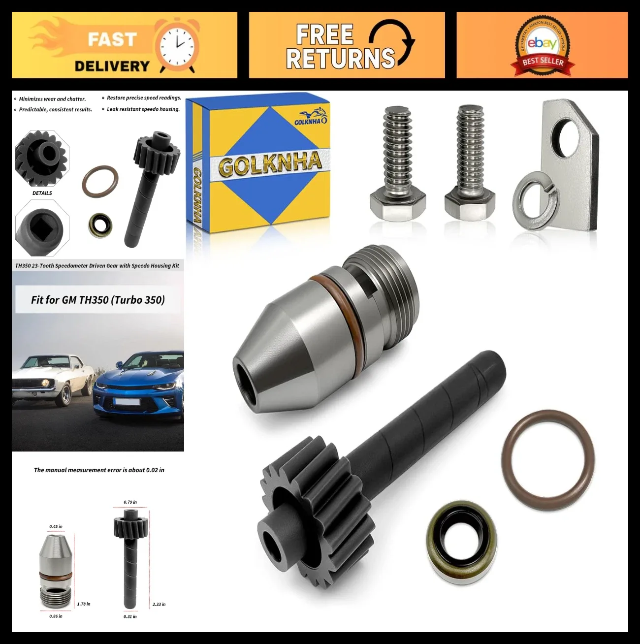 23-Tooth Speedometer Driven Gear Kit for Turbo 350 - Includes Housing, Seals & B