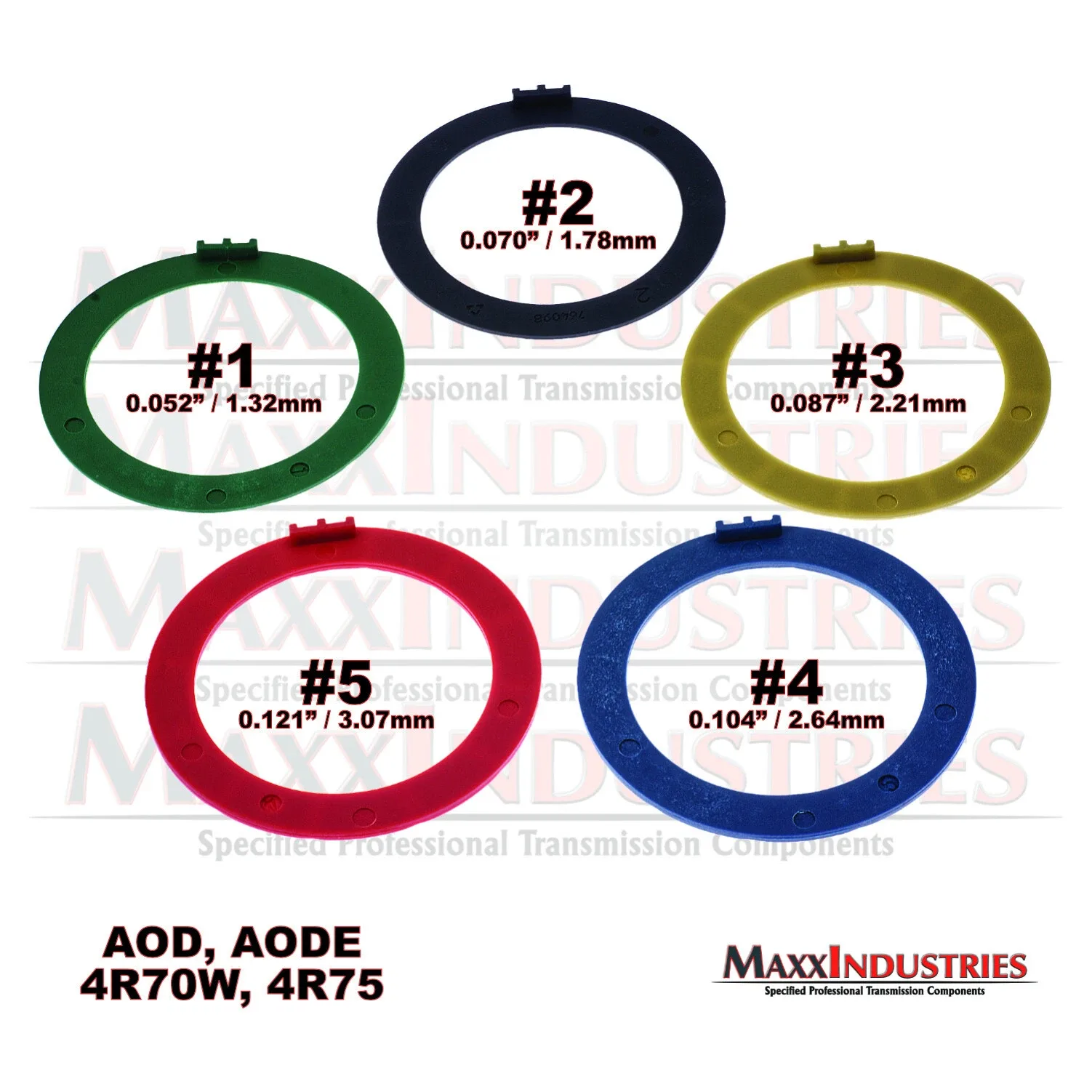 AOD AODE 4R70W 4R75 Transmission Thrust Washer Kit - Selectives - 5pc Plastic image 2
