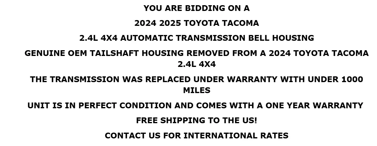 2024 2025 Toyota Tacoma 4x4 2.4L Automatic Transmission Bell Housing OEM MINT! image 2