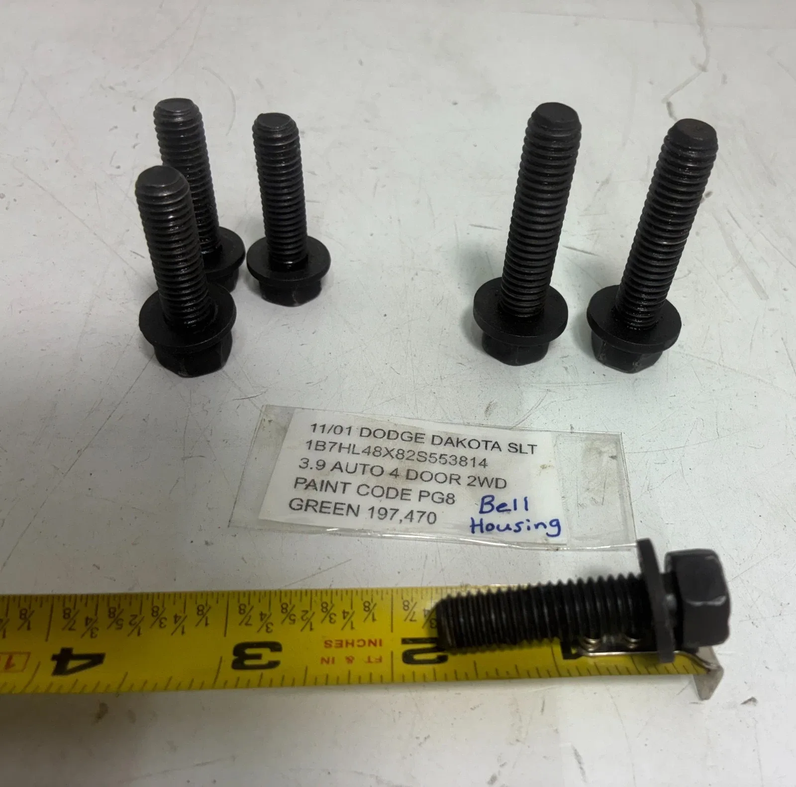2001 Dodge Dakota 3.9 Bell Housing Transmission Mounting Bolts total: 6 bolts