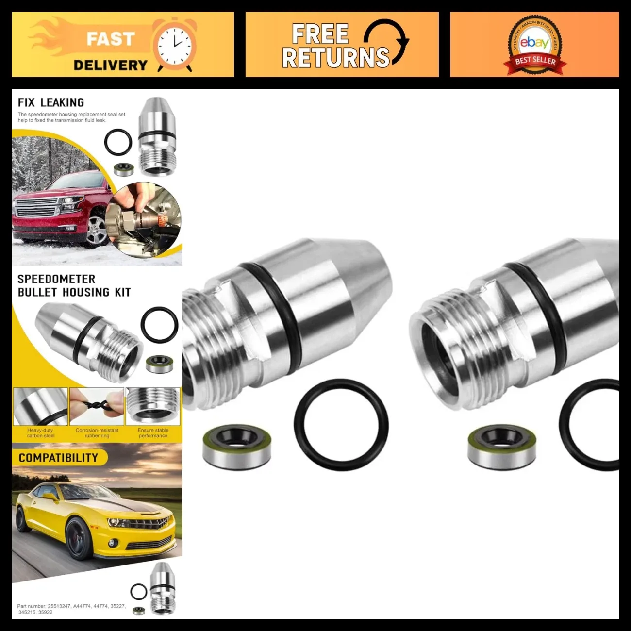 Speedometer Gear Sleeve Housing Kit for Chevy TH350 - 2X O-Ring & Metal Seal